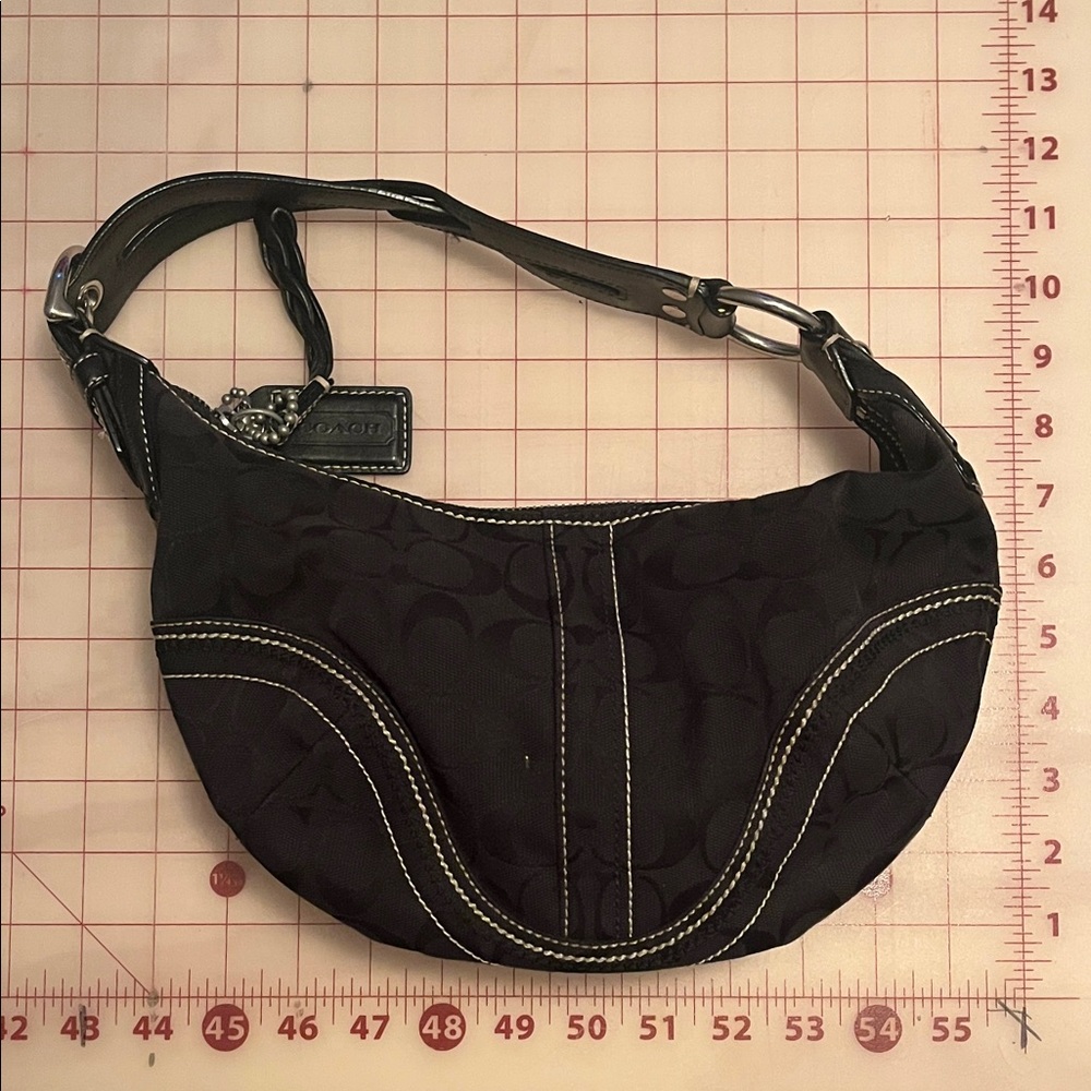 Coach Black Hobo Bag with Stitch Detail